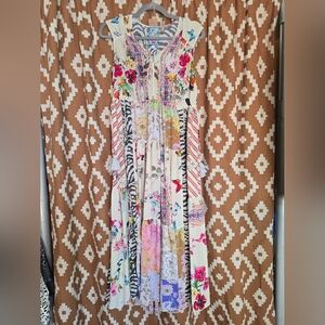 Johnny Was Cosmo Lola Dress, Patchwork, Sleeveless, V Neck Womens XS